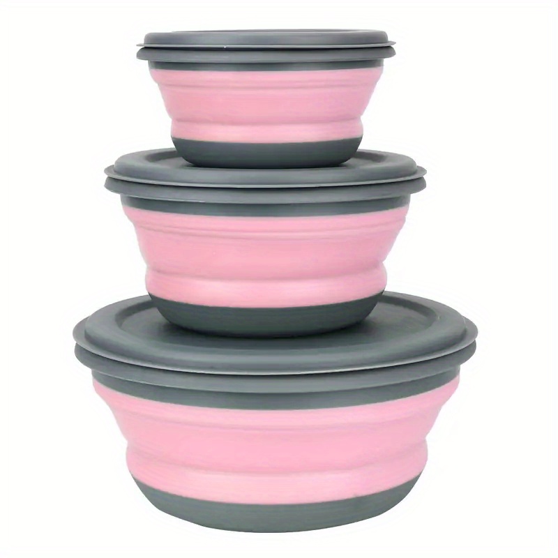 3pcs Foldable Bowl Set Portable Lunch Box for School Canteen Back to School