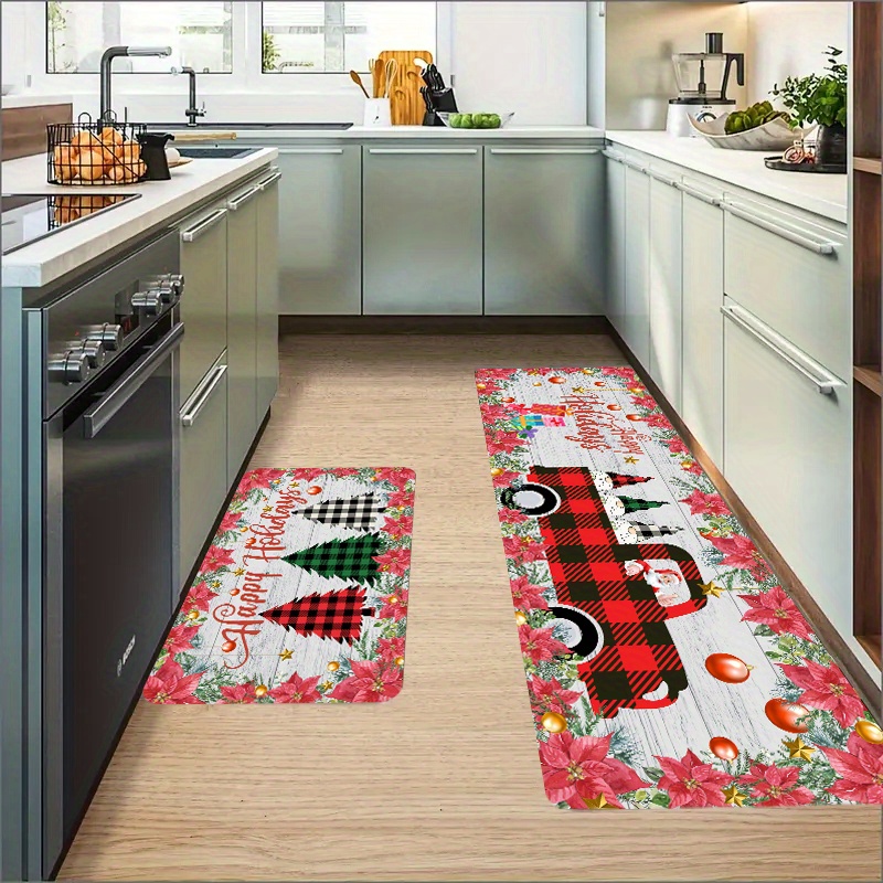 1pc Christmas Tree Santa Claus Kitchen Rugs, Absorbent Non Slip Cushioned  Rugs, Stain Resistant Waterproof Long Strip Floor Mat, Comfort Standing Mats,  Living Room Bedroom Bathroom Kitchen Sink Laundry Office Area Rugs