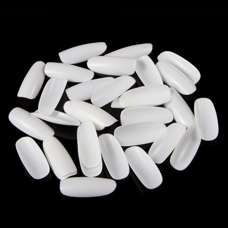 Image of 500pcs/pack White Acrylic Fake Nails Oval Round Shapes False Nail Tips Full Cover False French Nail Tips Fake Nail Art Tips Tools