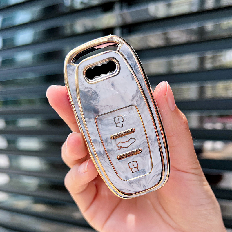 Tpu Jade Pattern Car Key Case Cover For New A4 A5 A6 A7 A8 Q5 Q7 S4 S5 S6  Fashion Luxury Keychain Car Accessories - Automotive - Temu