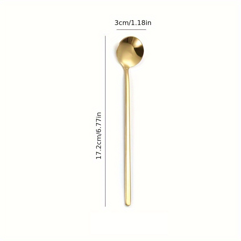 Stainless Steel Long Handle Small Round Spoon Mixing Coffee Dessert