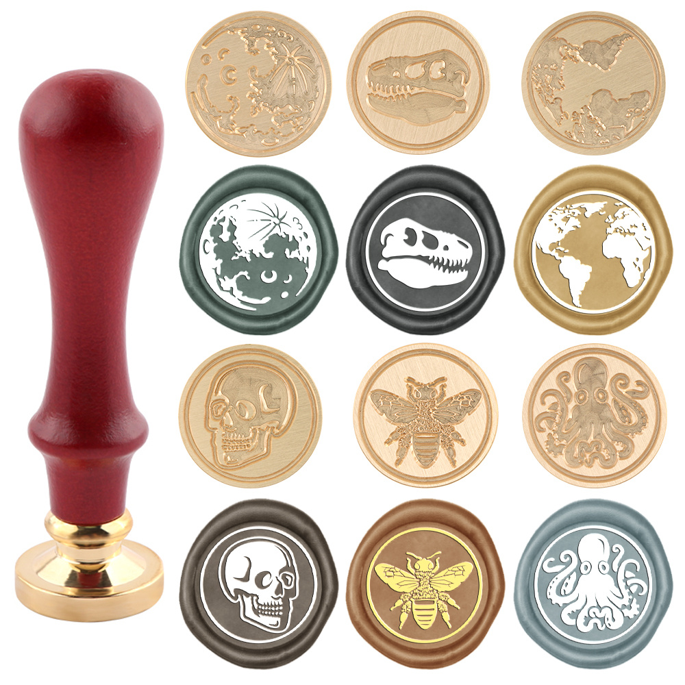 Wax Seal Stamp Set Wax Seal Kit With 6 Brass Stamp Head And - Temu