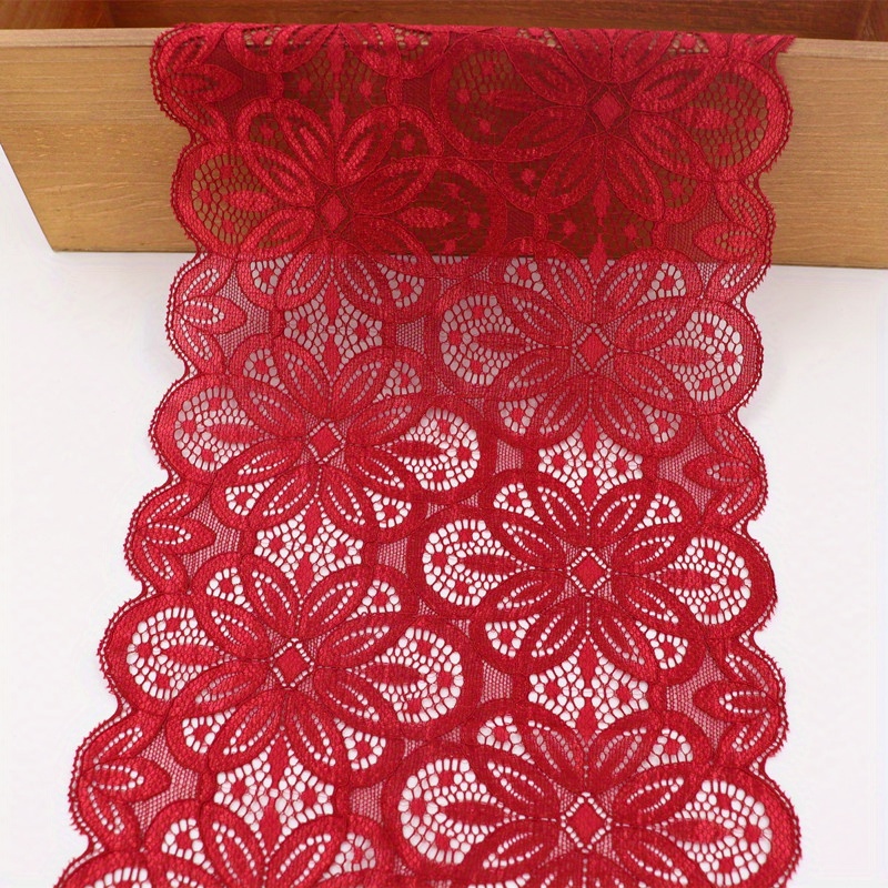 1 Yard Flower Stretch Lace Trim Ribbon Elastic Fabric Wide - Temu