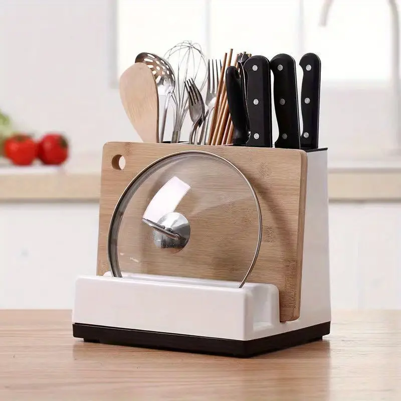 1pc utensil holder cutlery holder multifunctional cutting board holder integrated kitchen supplies storage rack chopsticks storage holder pot cover holder universal knife block kitchen accessaries tools on and clearance details 2