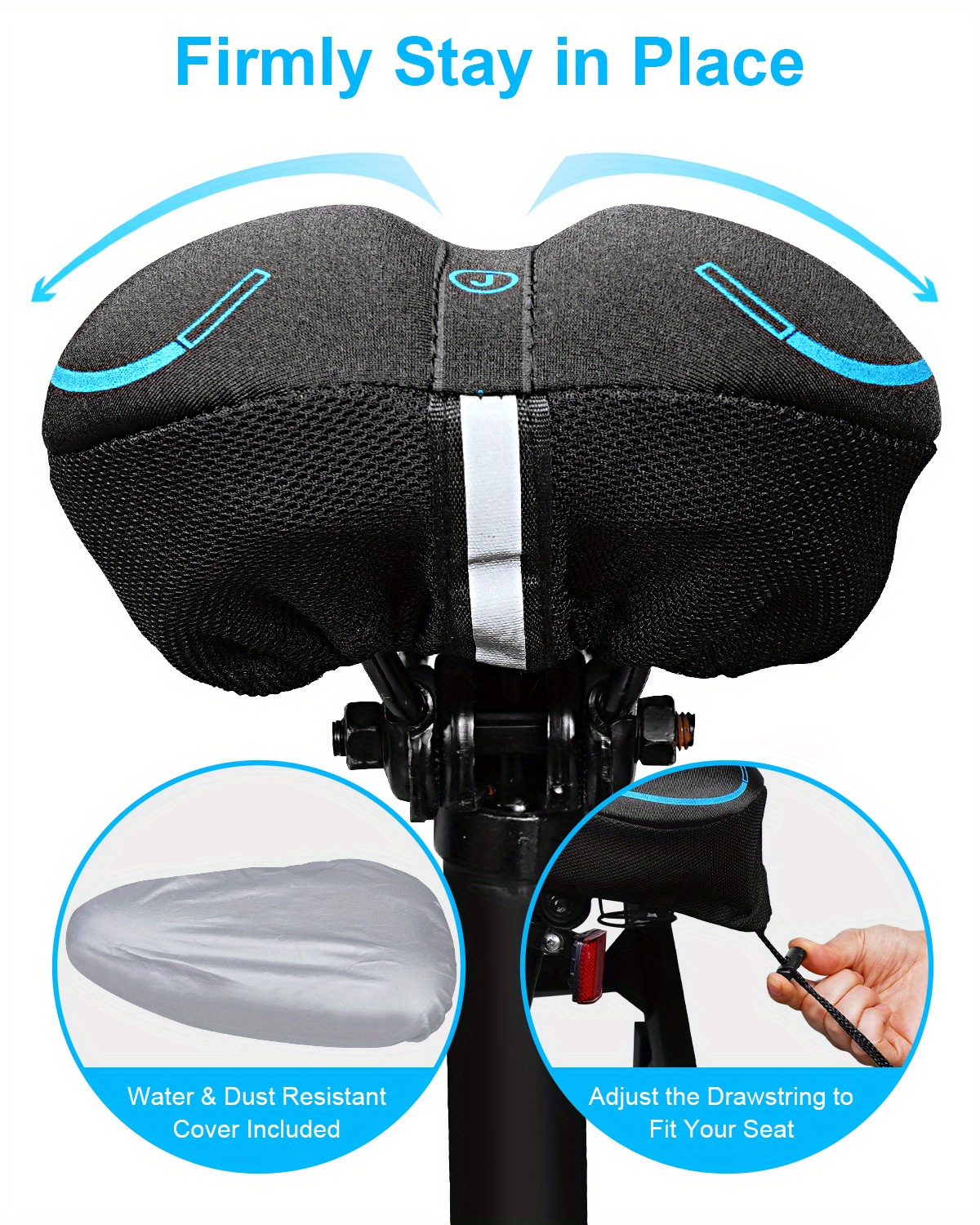 Silicone Bike Seat Cushion, Soft Gel Padded Bicycle Seat Cover, Men Women  Comfort Bike Fits For Exercise, Cycling, Spinning, Mountain, Road Bikes -  Temu