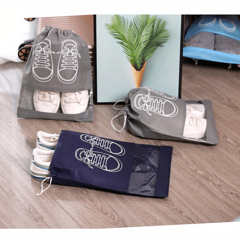 5pcs Non-woven Travel Portable Bag, Waterproof Pocket, Clothing Classified Hanging Bag