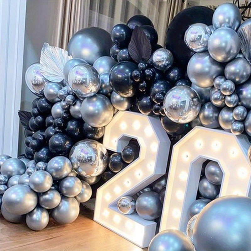 Silvery Black Blue Latex Balloon Arch Garland Aluminum Foil - Temu