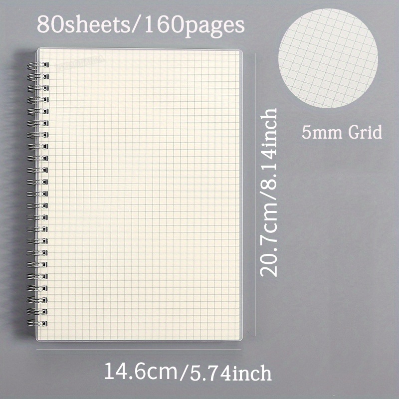 A5 Grid Refill Paper, 7-Hole Graph Paper, 100sheets / 200Pages Loose-leaf Grid Paper, 100gsm White Paper, 5.8 x 8.3