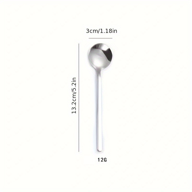 Stainless Steel Long Handle Small Round Spoon Mixing Coffee Dessert