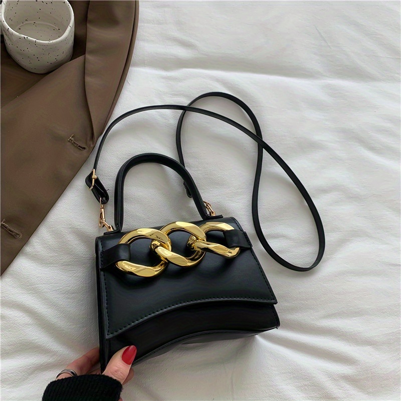 Black Stylish Trendy Gold Chain Strap Women Handbags