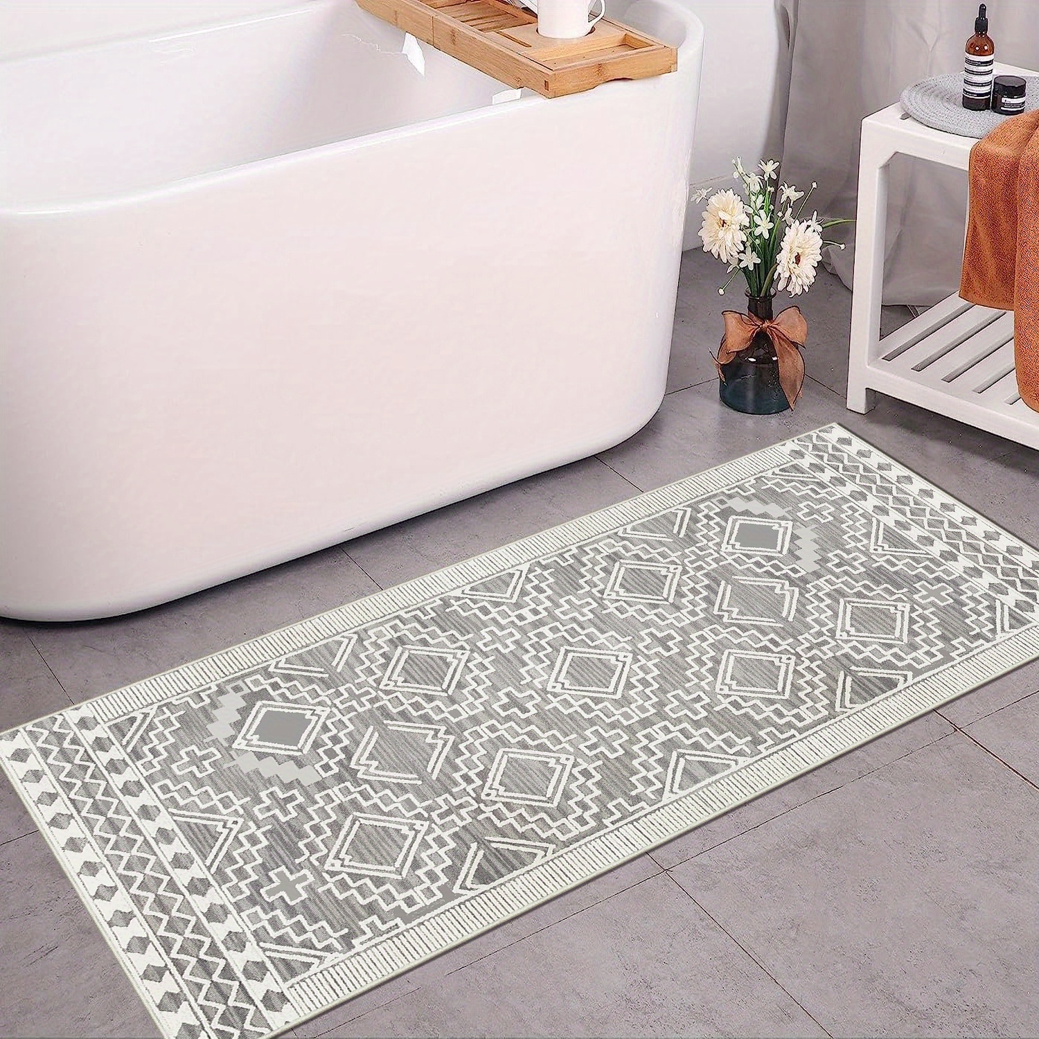 Modern Gray Checkered Line Area Carpet Geometric - Temu