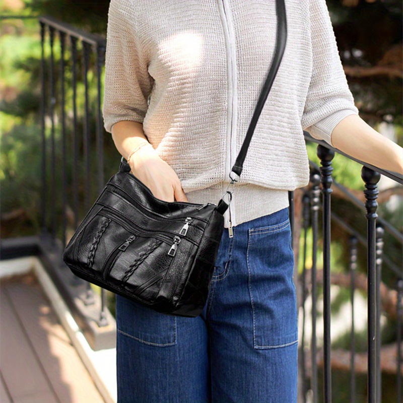 Women Fashion Black Vegan Leather Handbags | Crossbody Bags -SINBONO