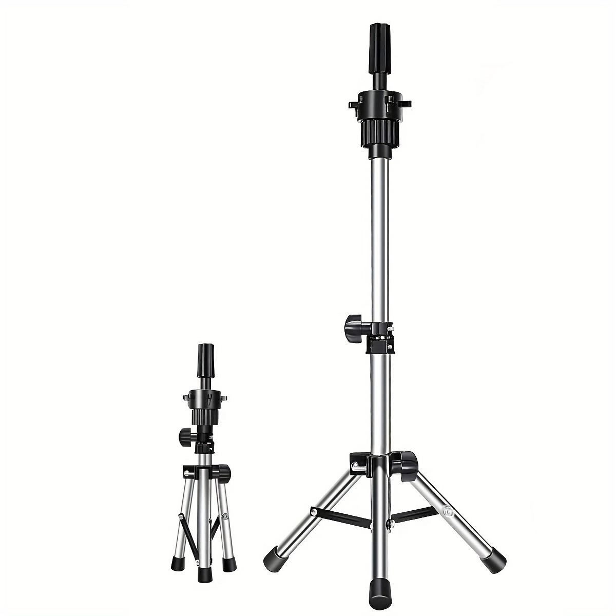 Wig Tripod with Non-Slip Base Adjustable Mannequin Head Stand with Hook Heavy Duty Manikin Head Holder for Cosmetologist Salons Hairdressing Training