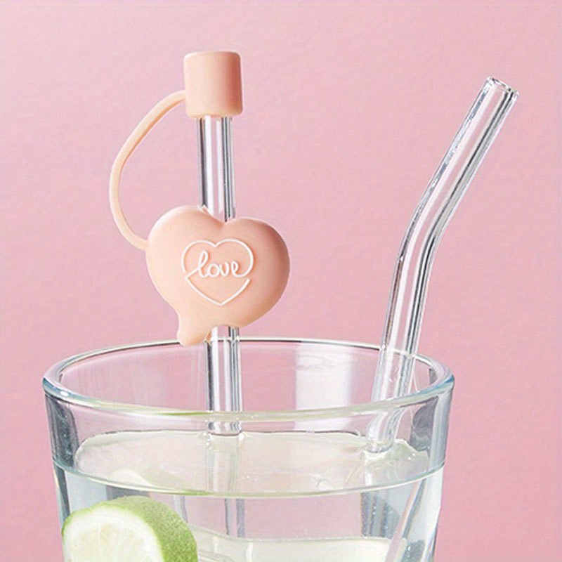 Straw Tips Cover Reusable Straw Toppers Kawaii Heart - Temu