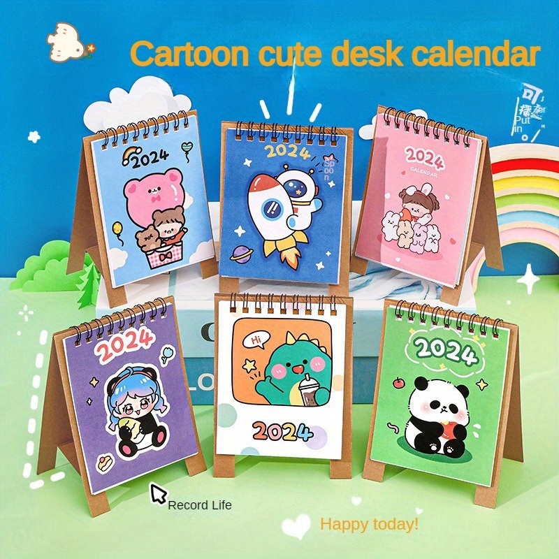 CUTE CARTOON PANDA 2024 Desk Calendar Daily Planner Office