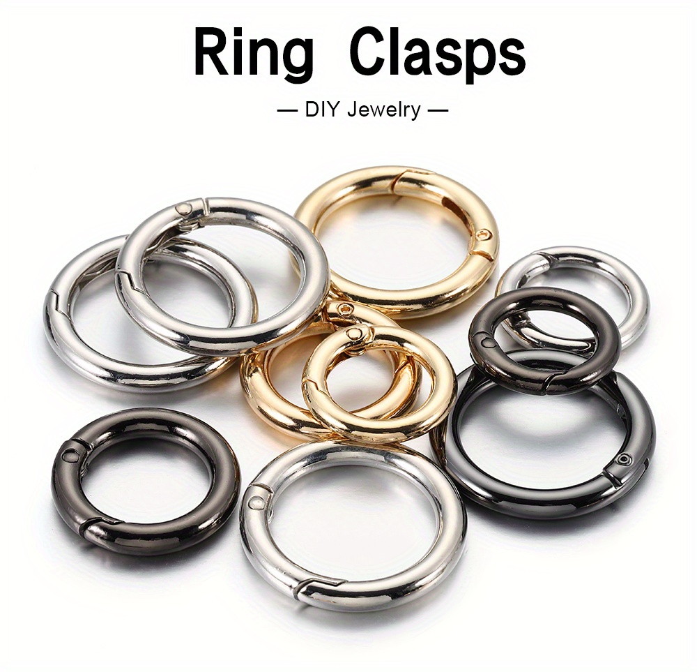 Cheap 5pcs/Bag Metal O Ring Spring Clasps Openable Round Carabiner Keychain  Bag Clips Hook Dog Chain Buckles Connector For DIY Jewelry