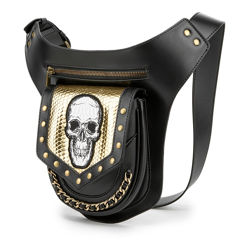 Gothic Skull Decor Thigh Bag Vintage Punk Fanny Pack Retro Y2k