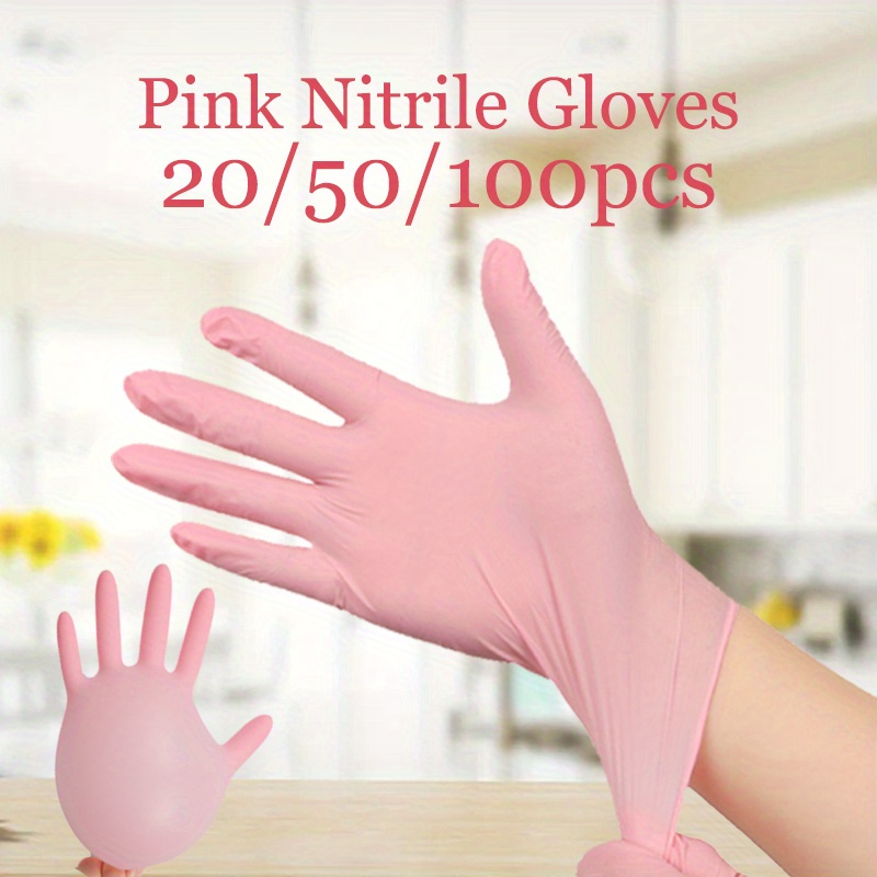 20/50/100 Pezzi Guanti Monouso In Nitrile Rosa Senza Lattice