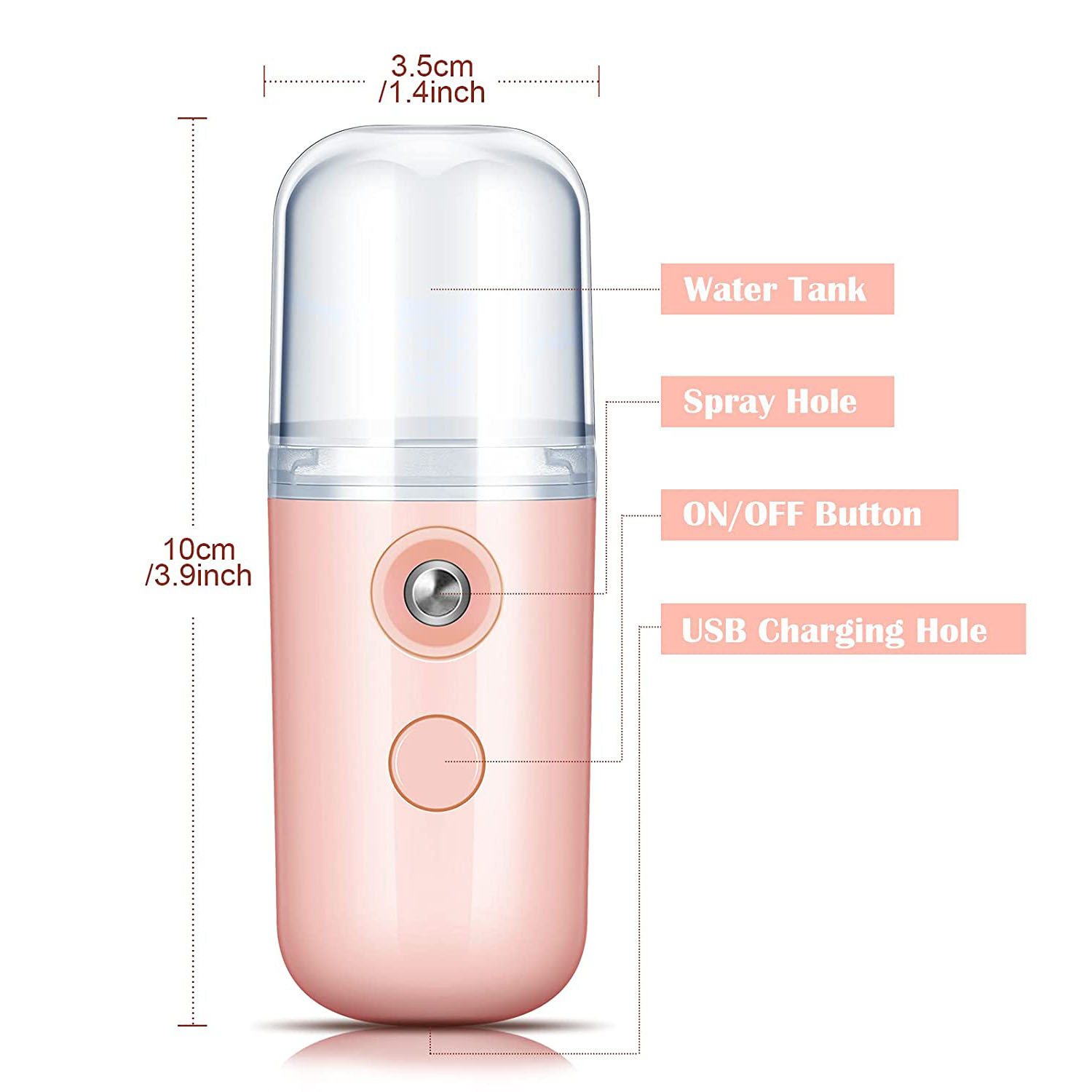 MAYCREATE Facial Nano Mist Sprayer USB Portable Mini Face Mist