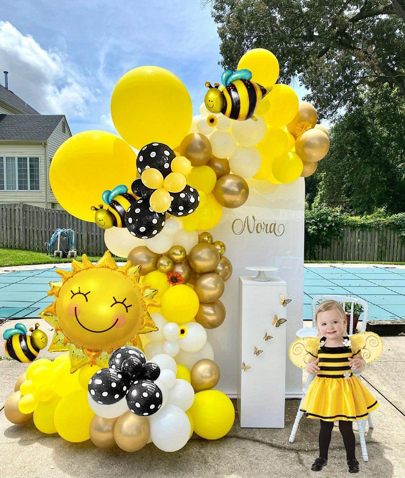 4 Pz Palloncini d'api Giallo Mylar Bombo Bee Foil Palloncino Elio Ape Tema  Baby Shower Birthday Party Decoration Supplies (h-3)