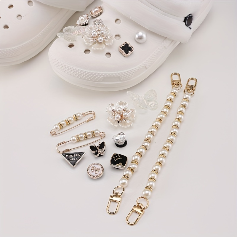 Simple Faux Pearl Chain Shoe Charm Exquisite Shoe Buckle Clogs Diy  Accessories Jewelry - Temu