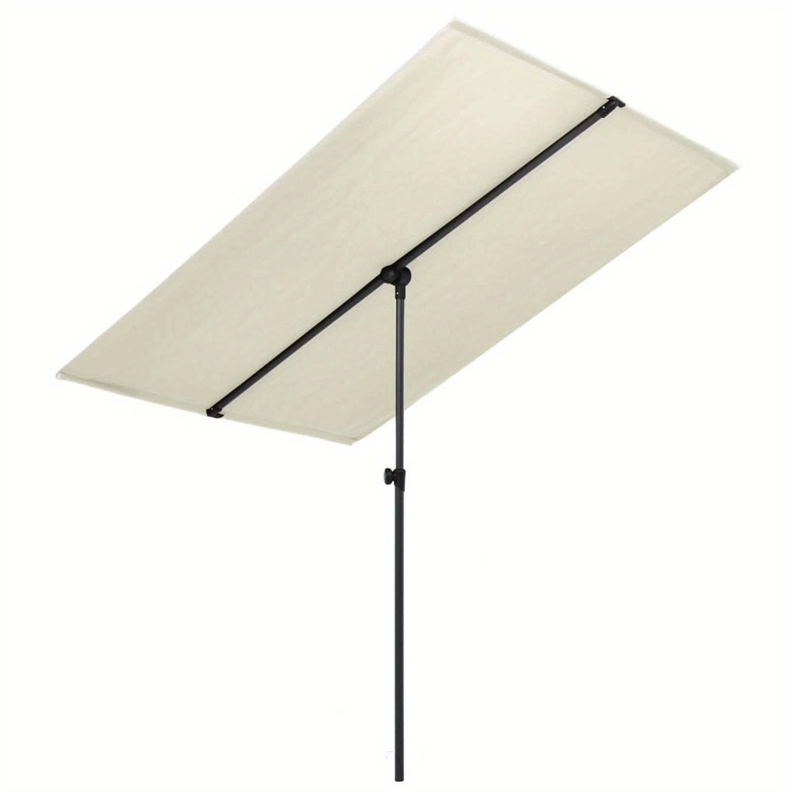 Outdoor Parasol With Aluminum Mast 2x1. 5m Sand White Foldable Sun Shade, Garden Parasol For Terrace, Balcony, Beach And Swimming Pool