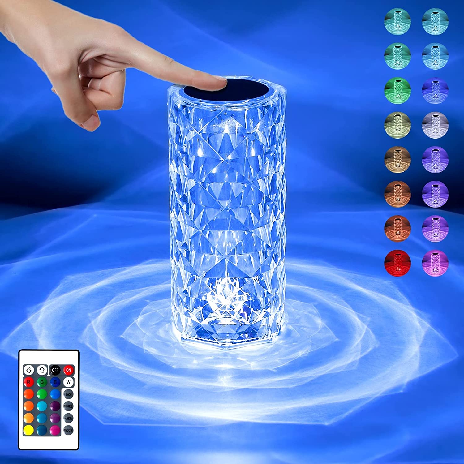 Crystal Lamp 16 color Changing Rgb Night Light Touch Lamp - Temu