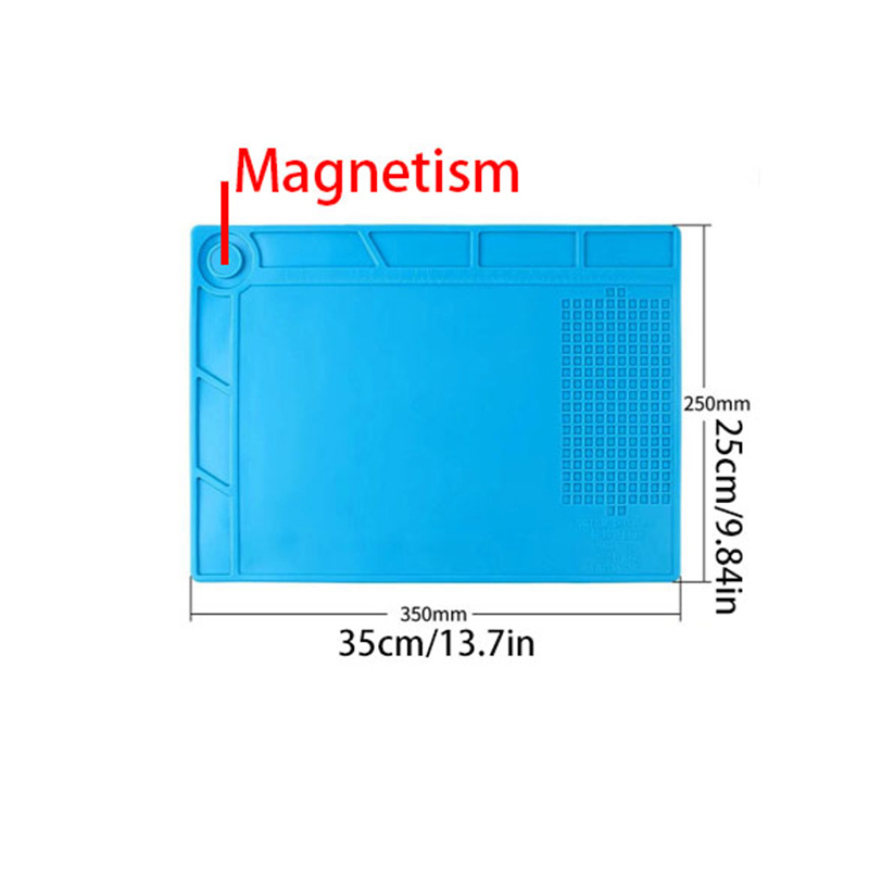 HPFIX Premium Heat Resistant 932°F Blue Magnetic Repair Work Mat Large Silicone Soldering Mat for Soldering, Electronics, Computer Cel
