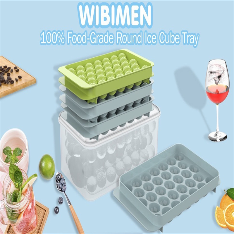 WIBIMEN Round Ice Cube Tray with Lid,Ice Ball Maker Mold for