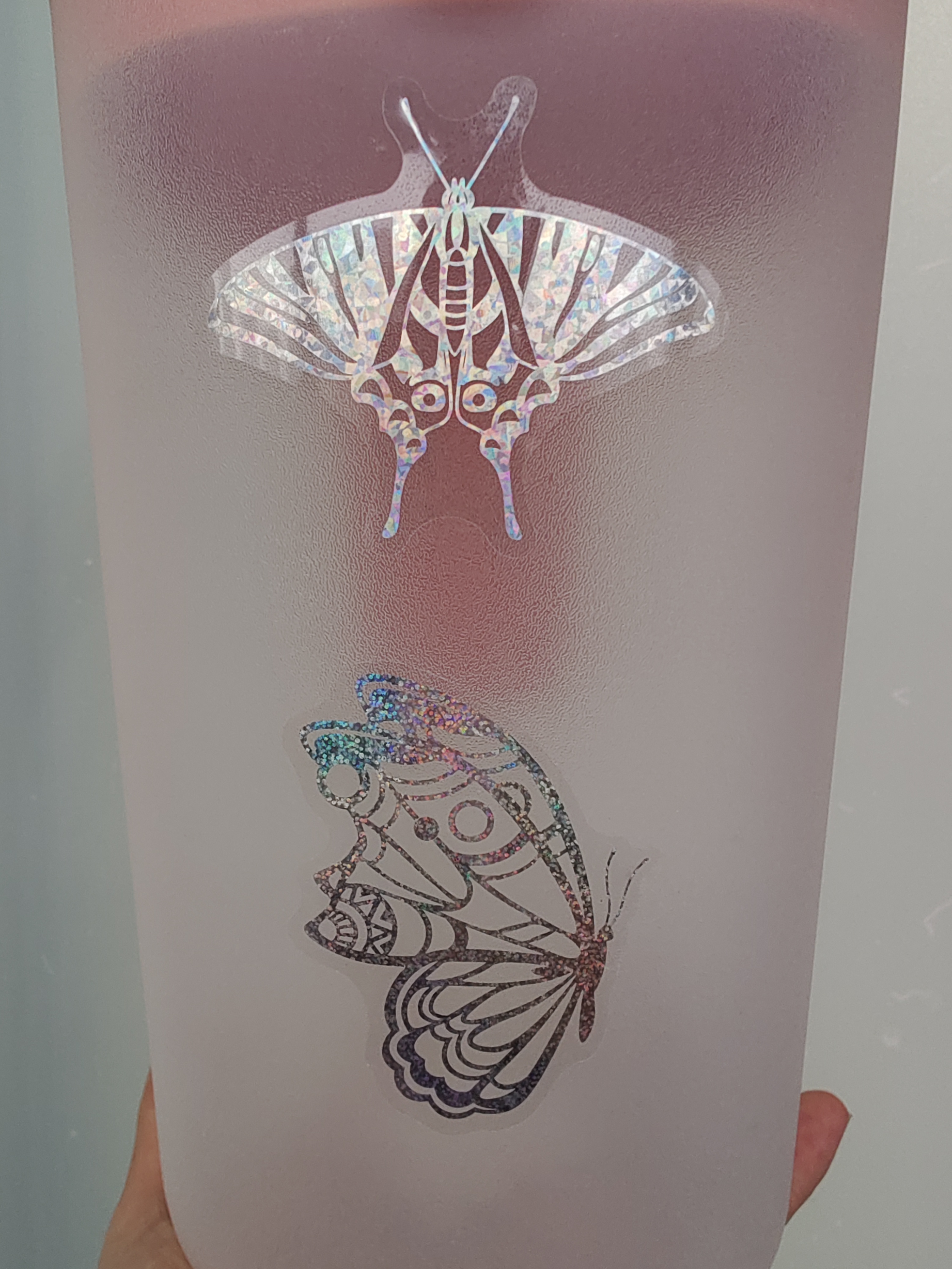 Aromoty Butterfly Stickers Set Ice Crystals Holographic Shiny Transparent Resin Waterproof Stickers Decals (80 Pieces with 4 Themes) for