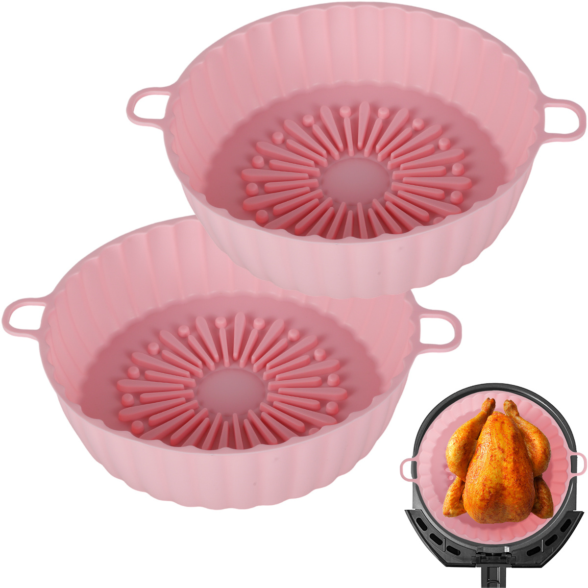 Air Fryer Silicone Pot With Handle Reusable Air Fryer Liner Heat Resistant Air  Fryer Silicone Basket Round Baking Pan Air Fryer Accessories Liners  Replacement For Air Fryer Oven Microwave - Temu