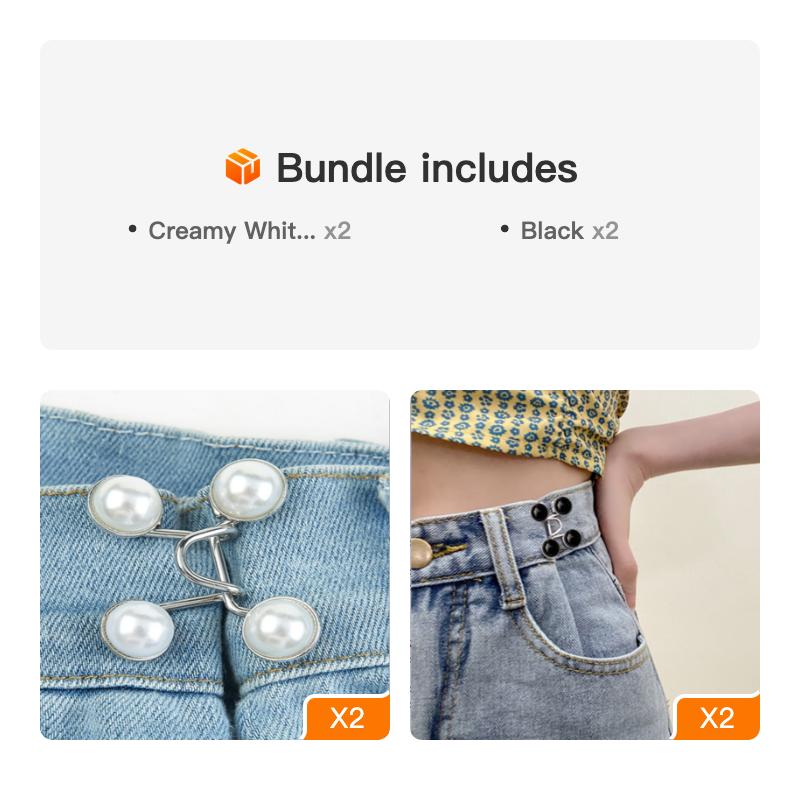 4 Pcs Nail-free Buttons Pants Waist Adjuster Tightener Jean