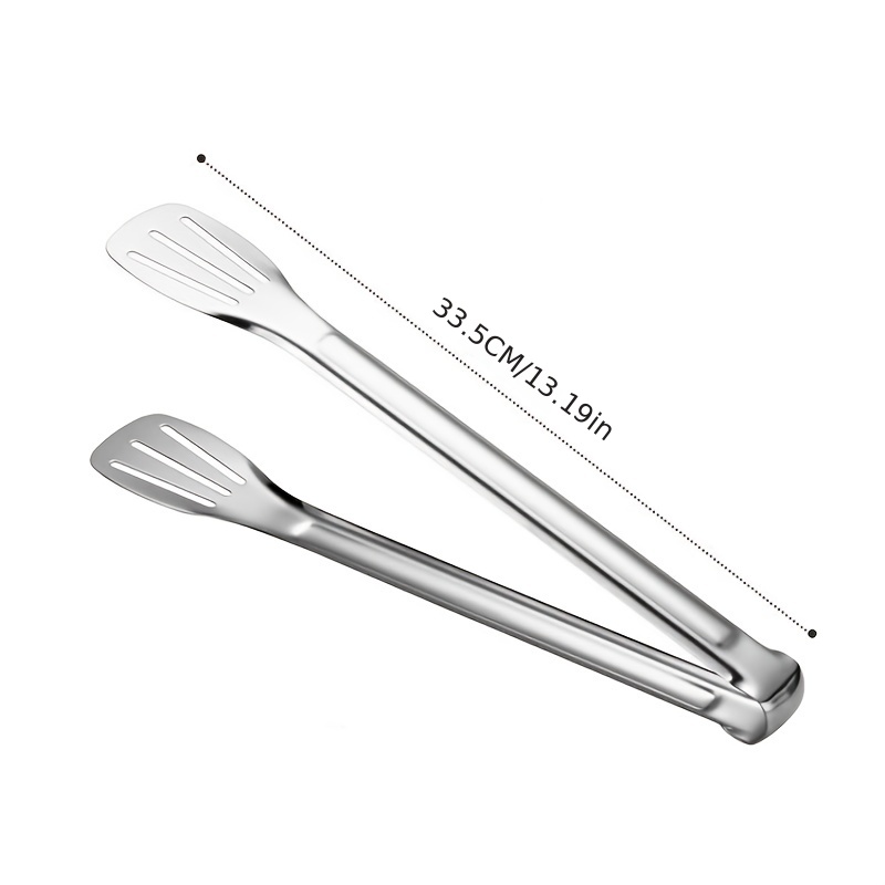 1pc Stainless Steel Food Tongs, Black Long Kitchen Tongs For Kitchen