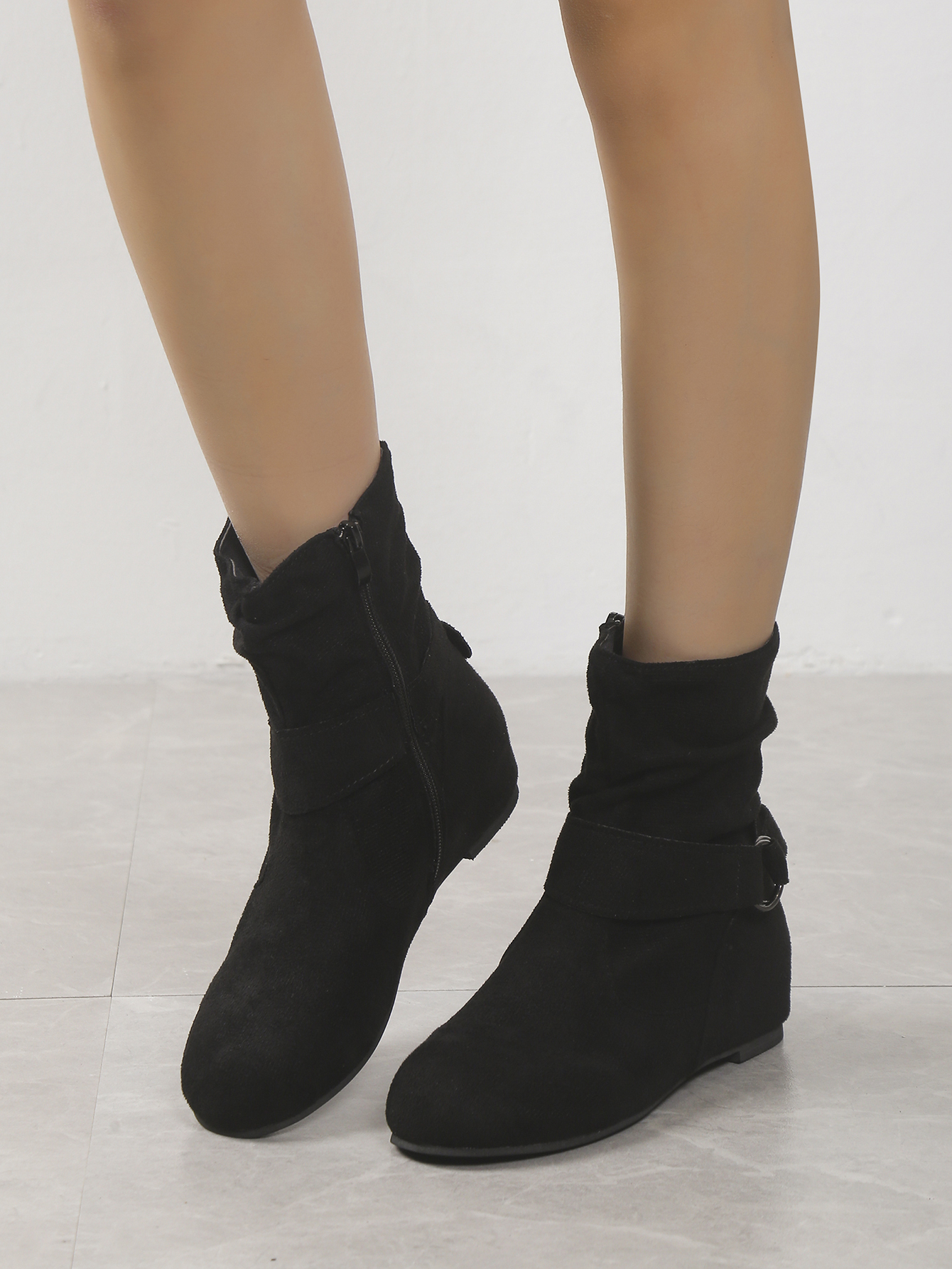 Flat black clearance slouch ankle boots