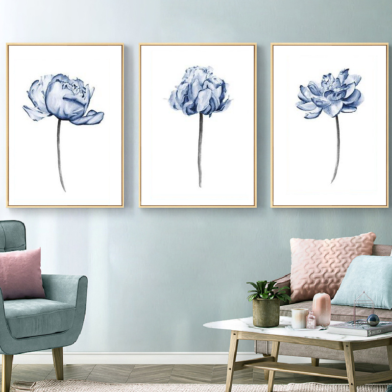 1pc Canvas Print Watercolor Flowers Wall Art Decor For Living Room Wall