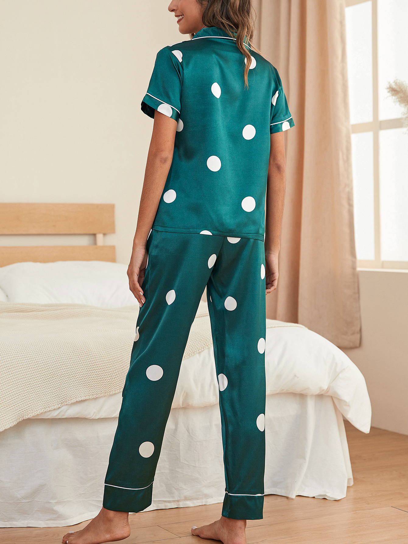 Polka-dot satin pants - Women