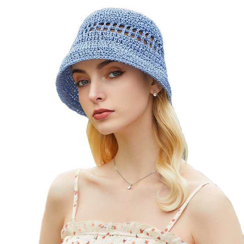 Solid Color Hollow Bucket Hat Crochet Breathable Fisherman - Temu