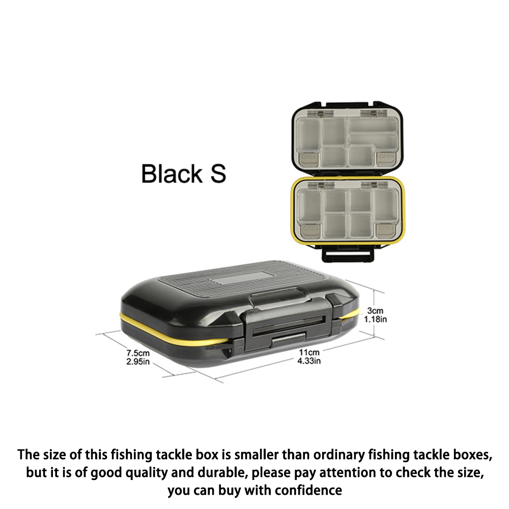 Goture Waterproof Fishing Lure Boxes, Small Tackle Boxes for Fishing,  Organizer Box, Tool Box, Box Organizer - Black Tackle Trays SMALL 7.71'' X