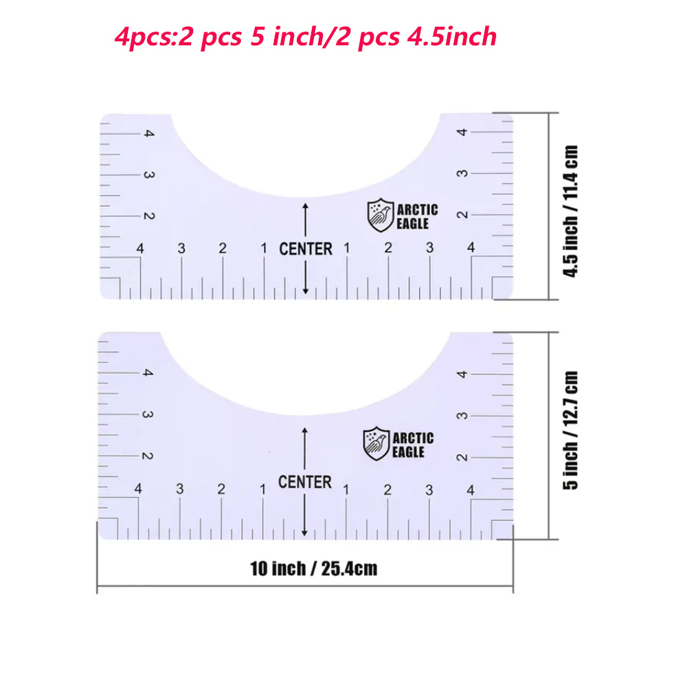 4PCS T-Shirt Ruler Guide Centering HTV Alignment Tool for Cricut vinyl  Decals