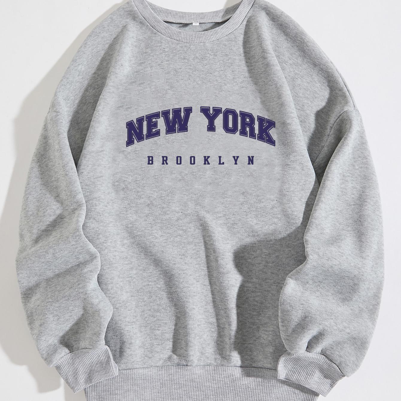 

Letter Print Crew Neck Long Sleeve Sweatshirt, Casual Loose Stylish Fall Pullover, Women's Clothing