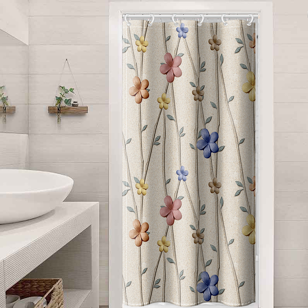 Floral Shower Curtain Orange Shower Curtain Botanical Shower - Temu