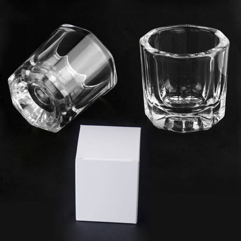 E-shop 2 Stück Besteckbecher für Acryl-Nagelkunst - Klares Glas Nagelmonomerflüssigkeitsschale, Glasgefäß für Nägel