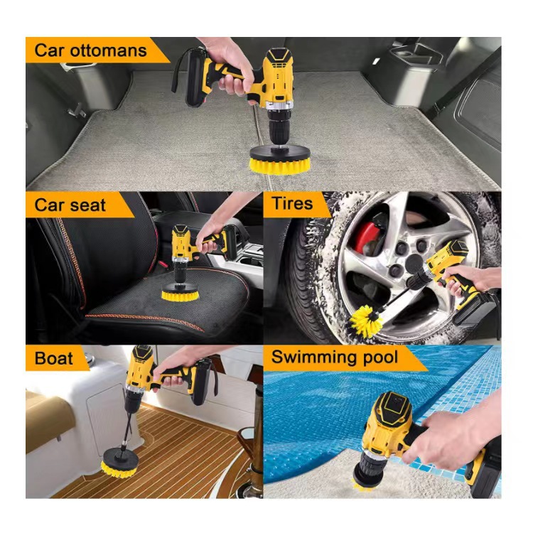 NIKCOSMK 26pcs Car Detailing Brush Set, Car Detailing Kit, Auto Detailing Drill Brush Set, Car Detailing Brushes, Car Buffing Sponge Pads Kit,Car