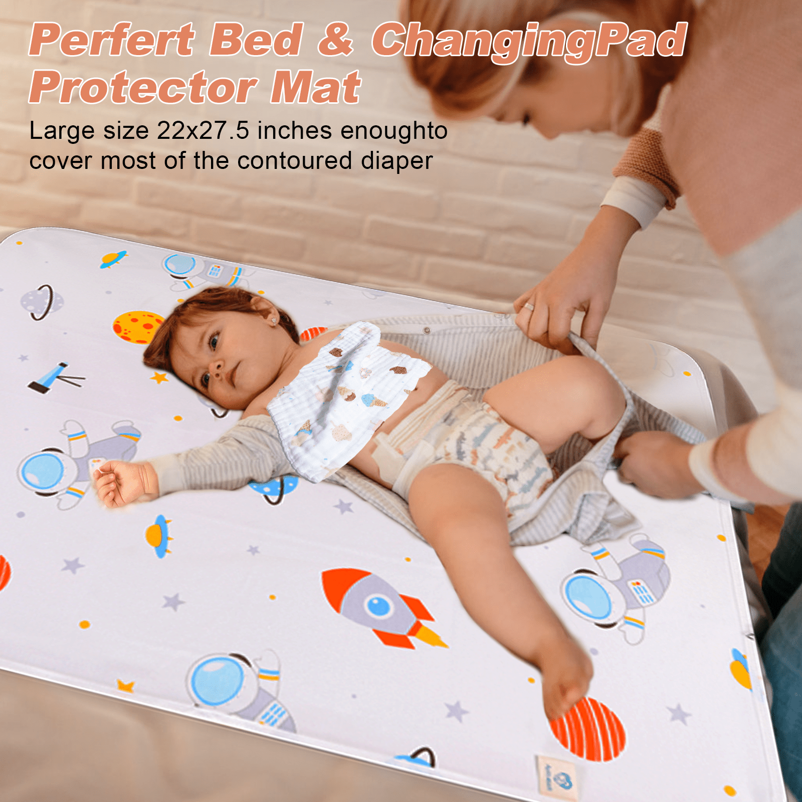 Baby Changing Pad Changing Table Pads Waterproof Large Size 37.5x27.5 Inch  Portable Diaper Changing mat Liners Reusable Washable Mattress Protector