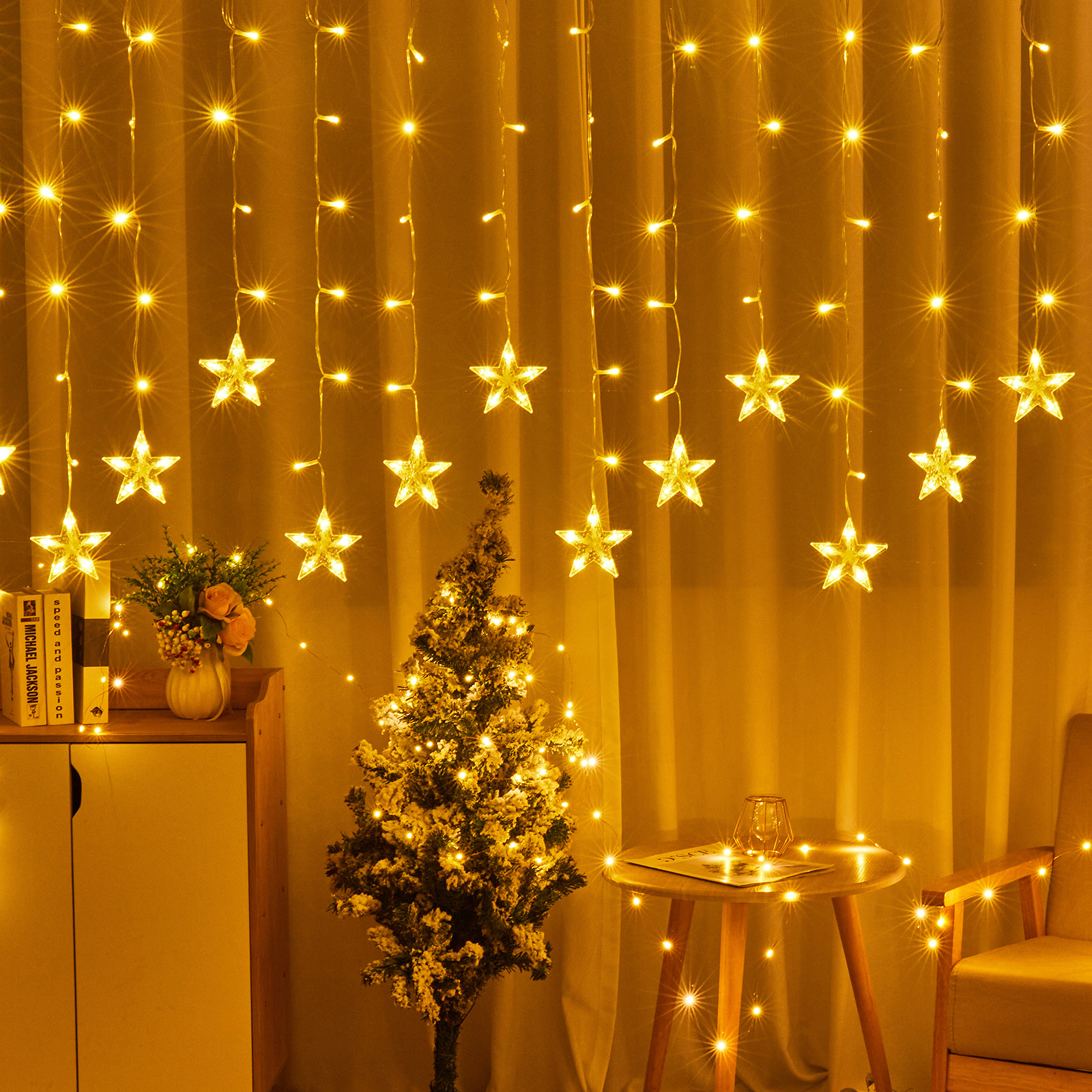 Fairy Stars String Lights Curtain String Lights for Bedroom Window