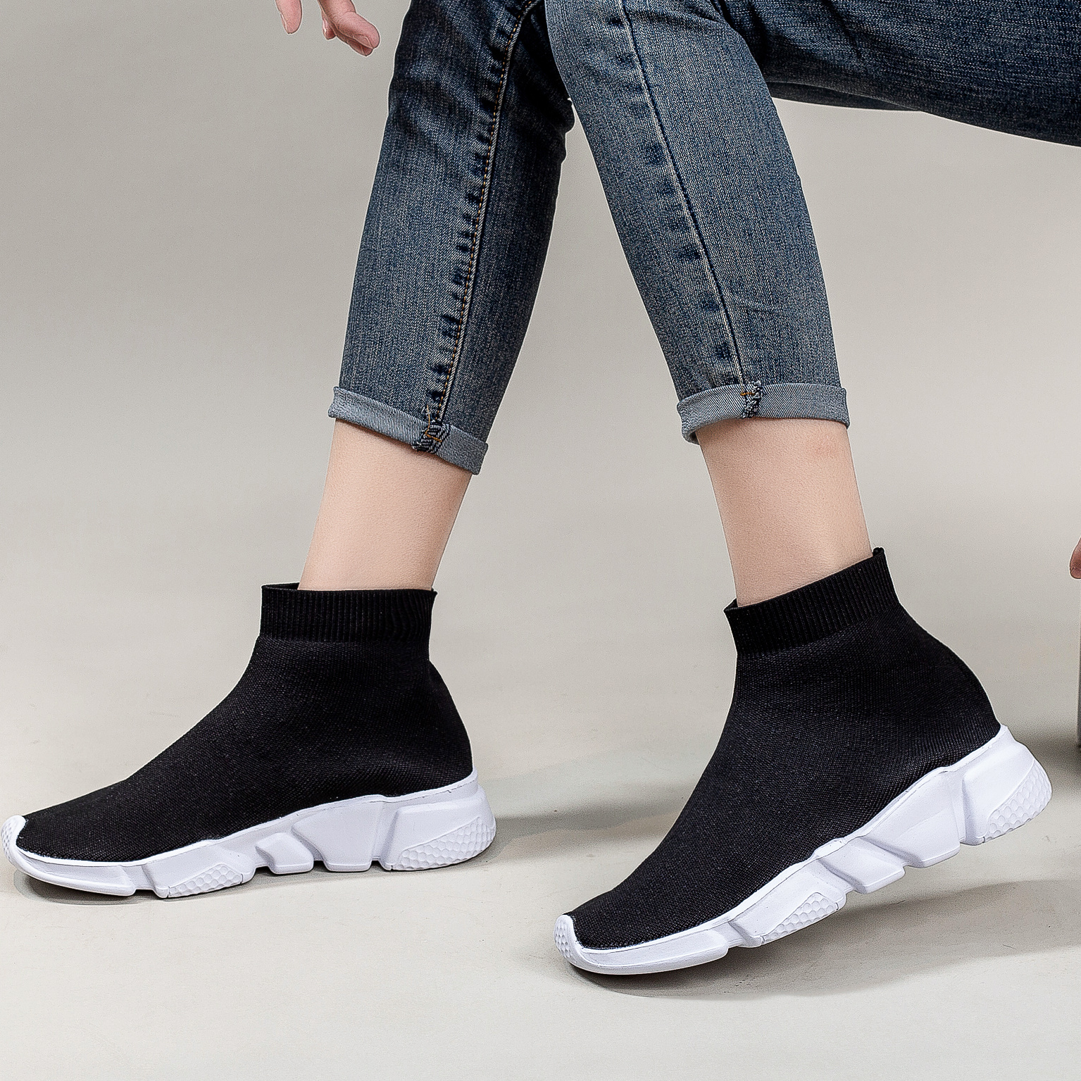 Sneakers with best sale sock top