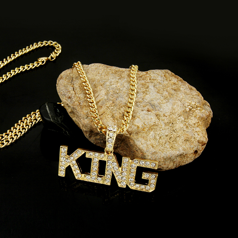 30inch cuban chain fashion men women hip hop iced out letter king pendant necklace jewelry details 1