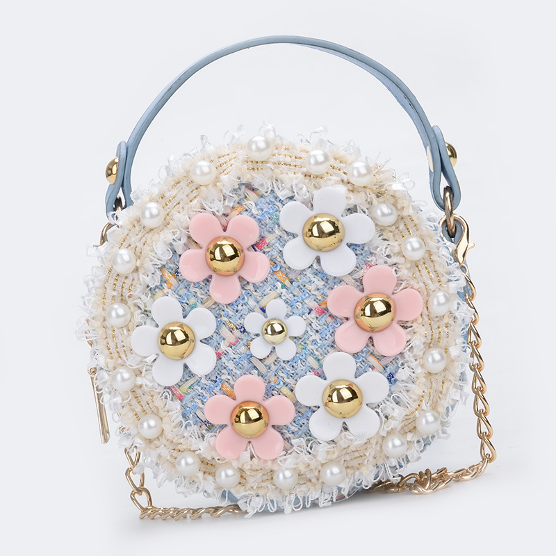 Little Girls Crossbody Bowknot Purse With Pearl Flowers, Mini Princess  Handbags, Cute Shoulder Bag - Temu