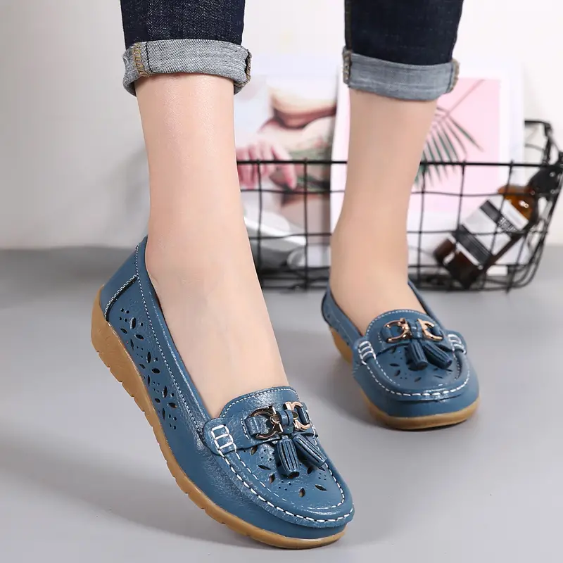 womens hollow out design loafers breathable comfortable slip on shoes solid color flat shoes details 14