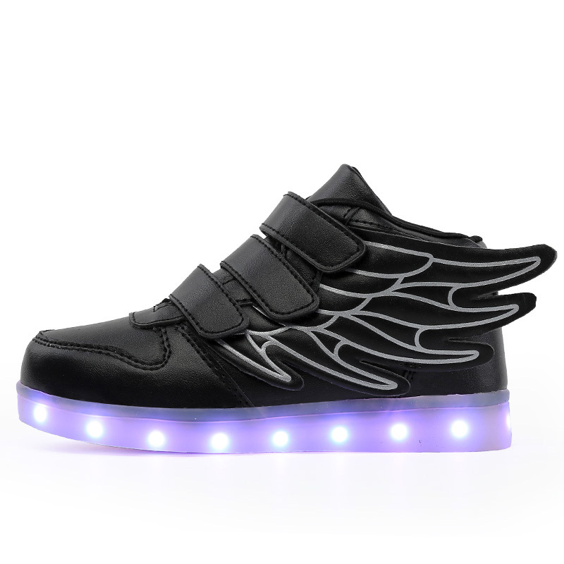 LED Light Up Shoes, Black Wings